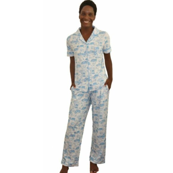 Nothing Finer Toile Printed Chapel Hill Pajama Lounge Set - Small - Picture 1 of 6